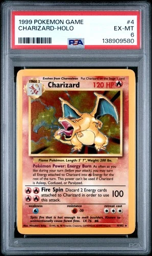 1999 POKEMON BASE SET UNLIMITED #4 CHARIZARD-HOLO PSA 6