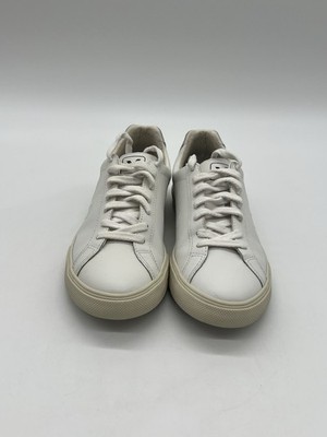 Veja V-10 Women s Sz 8 White Leather Logo Lace up Casual Fashion Sneakers Shoes.