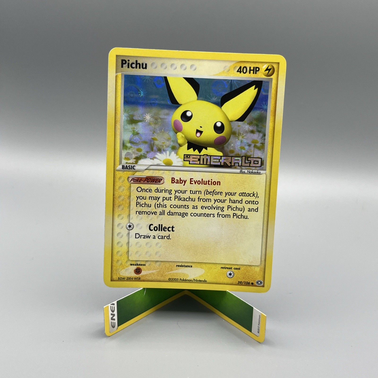Pokemon Card Emerald Pichu 59/106 Reverse Holo Common STAMPED LP