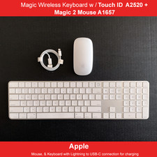 Apple Magic Keyboard Touch ID A2520  Magic Mouse 2 - Bundle White / Silver 
