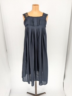 Koch Womens Navy Blue Parachute Lagenlook Dress XS Wide Strap Gold Detail Artsy