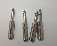 4 Qty, 1/4" Audio Connectors, Stereo 6.35 mm Male Plug, TRS, Nickel