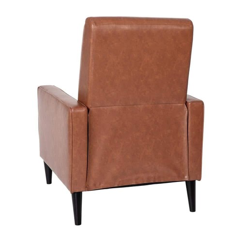 TAYLOR + LOGAN 29 in. W Cognac Brown Mid-Century Modern Tufted Upholstered - Picture 6 of 12