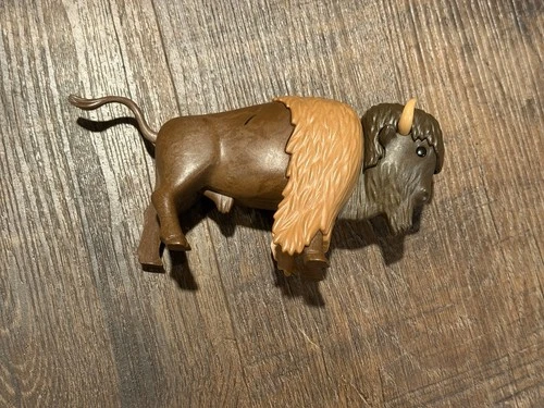 Vintage Playmobil Buffalo Bison Brown Plastic Animal Figure Western 1988