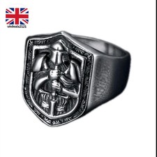 Men's Signet Ring Size US 11 UK V1/2 Crusader Knight Embossed Medieval Knight 