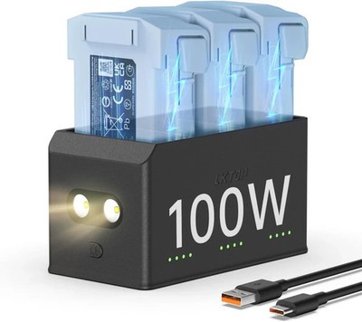 LKTOP (MM433-100) 100W Mini 4 Pro/Mini 3 Serie Ladegerät für 3 Akkus