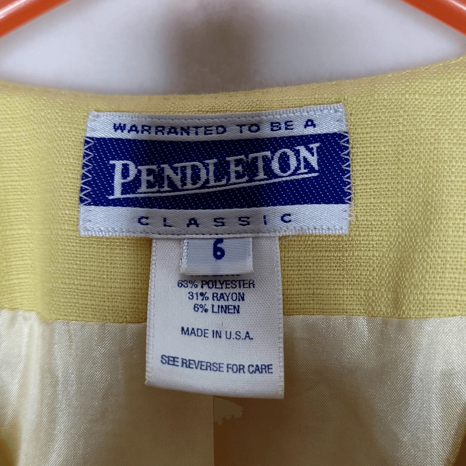Blusa vintage Pendleton mezcla de lino abotonada talla 6 Foto 4 de 4