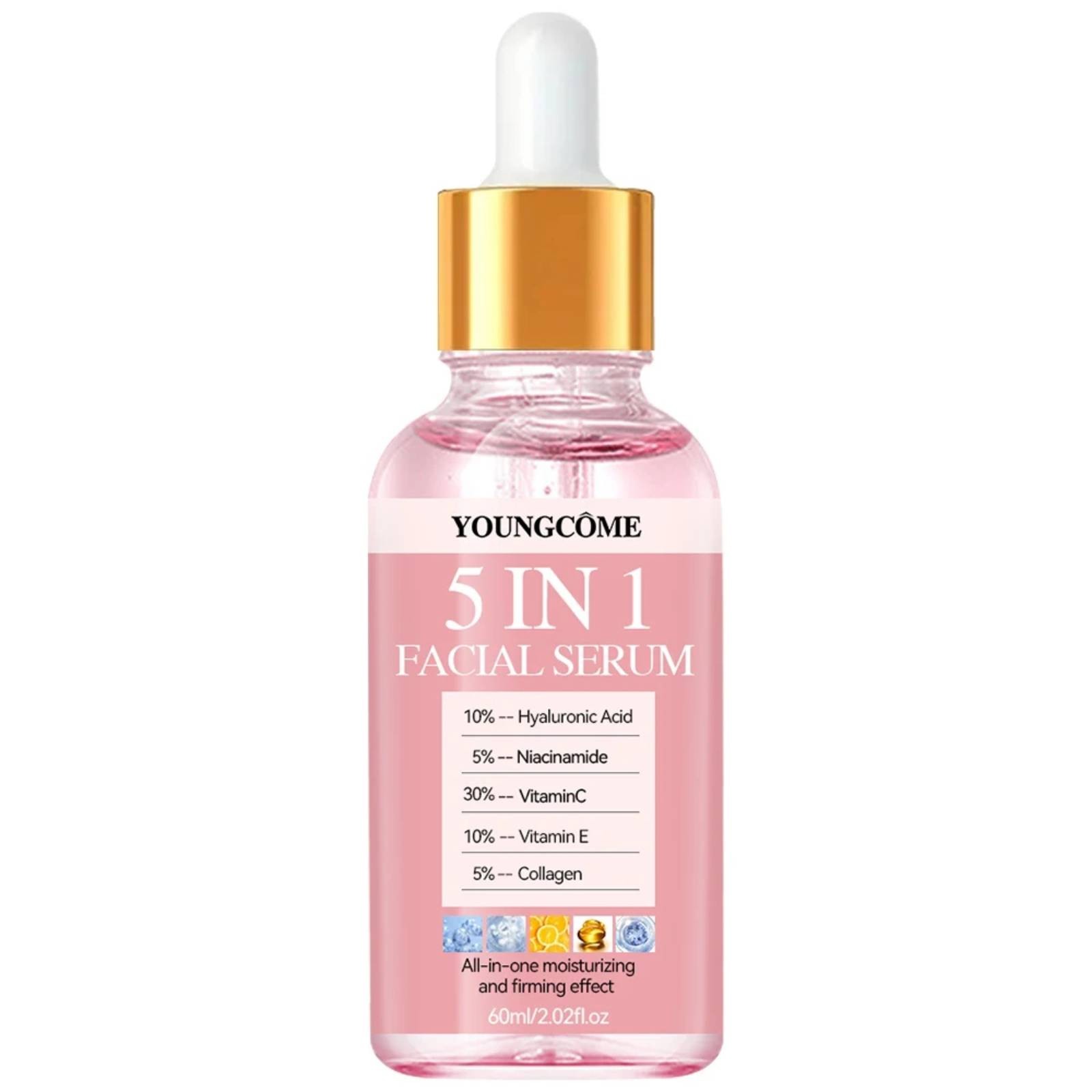 5 In 1 Vitamin C Serum for Face with Hyaluronic Acid Collagen Skin Brightening