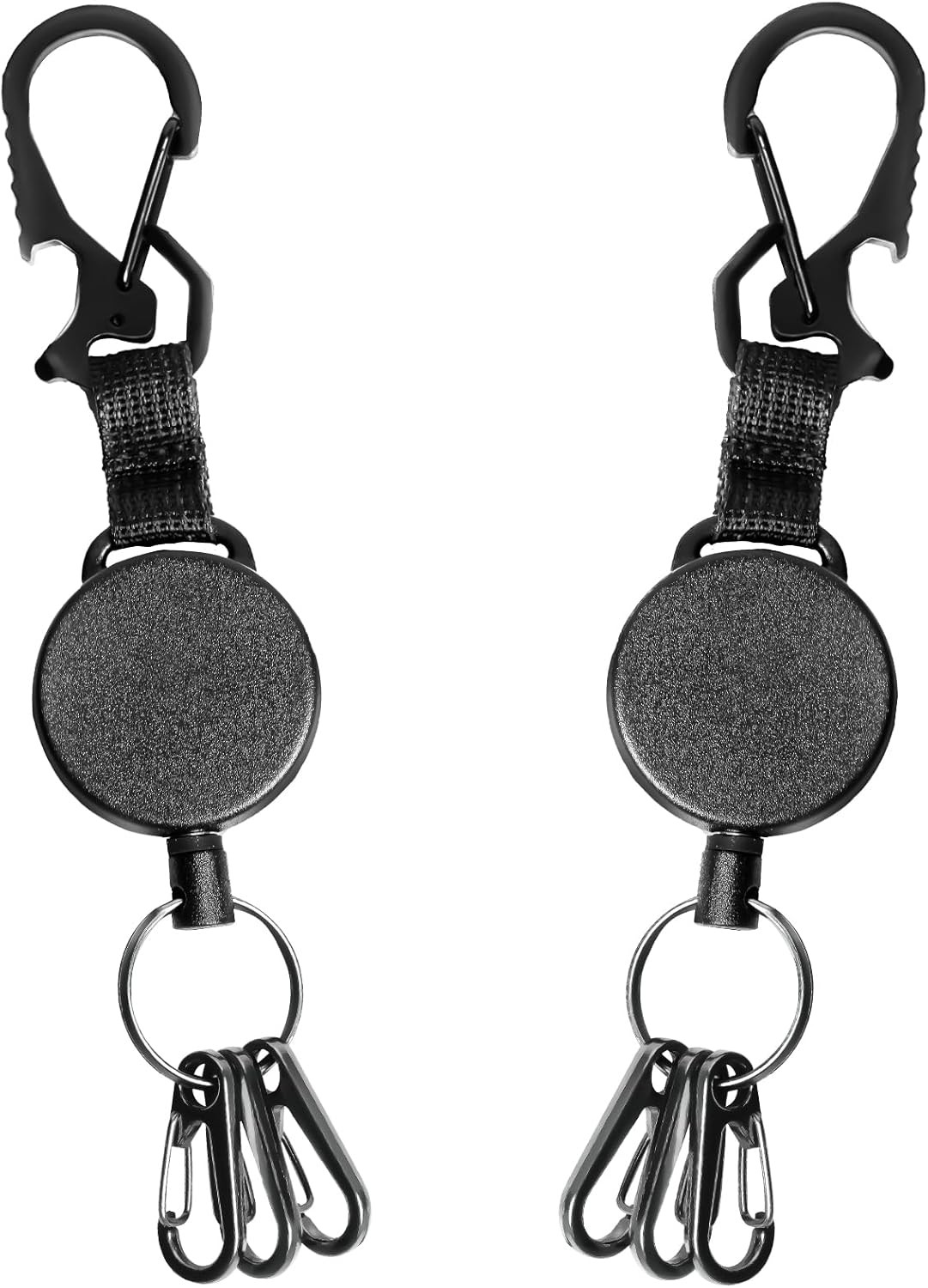 DELSWIN Retractable Keychain Heavy Duty - 4x0.4x1 inches, Black