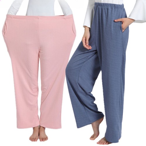 Pantaloni casual donna Taichi pigiama gamba larga pantaloni taglie forti solido caldo - Foto 15 di 18