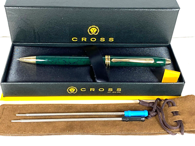 CROSS TOWNSEND MARBLED GREEN LACQUER BALLPOINT PEN W/22K