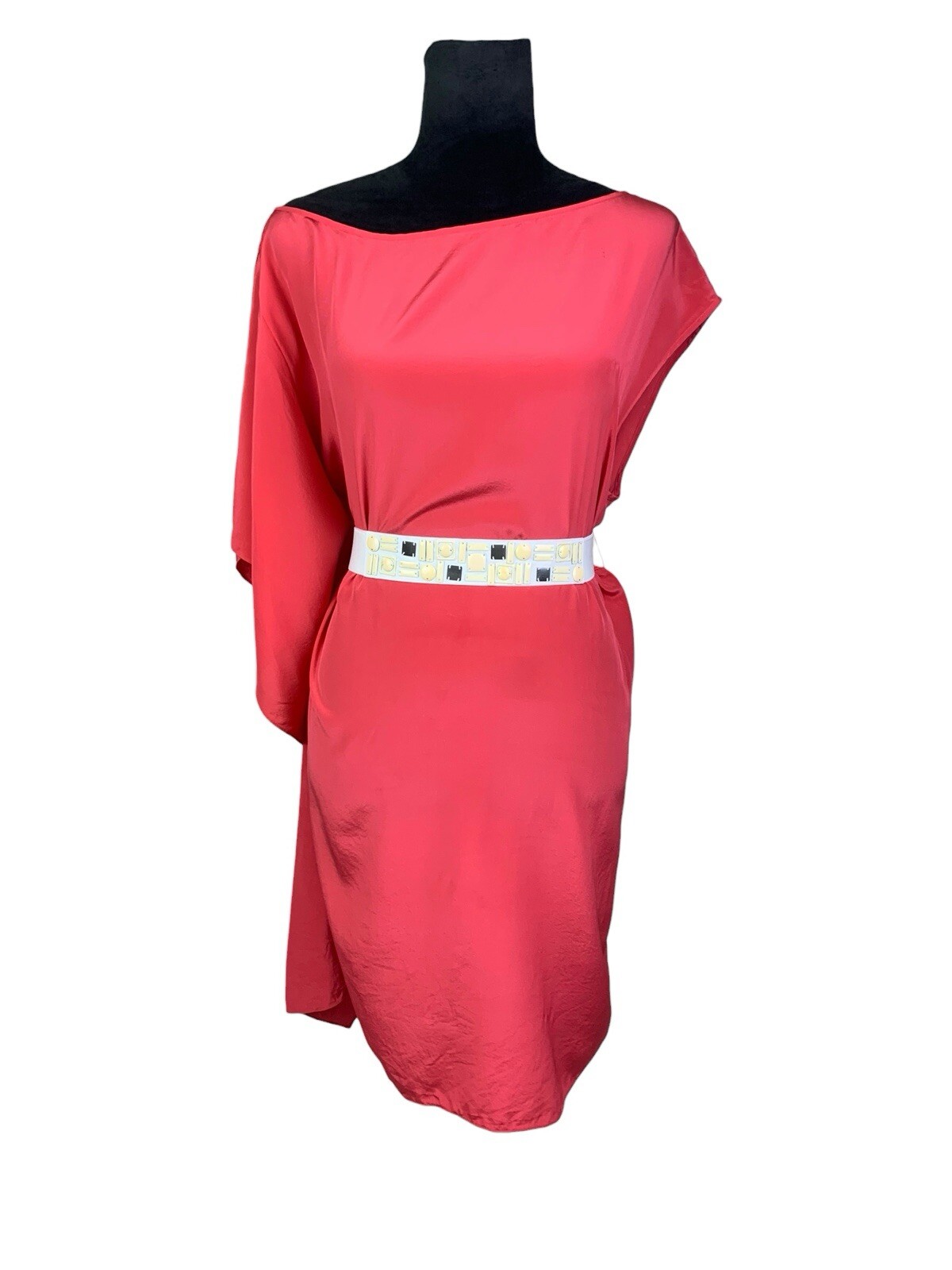 BCBGMAXAZRIA Pink Silk Mini Dress with Belt Size M 100% Silk