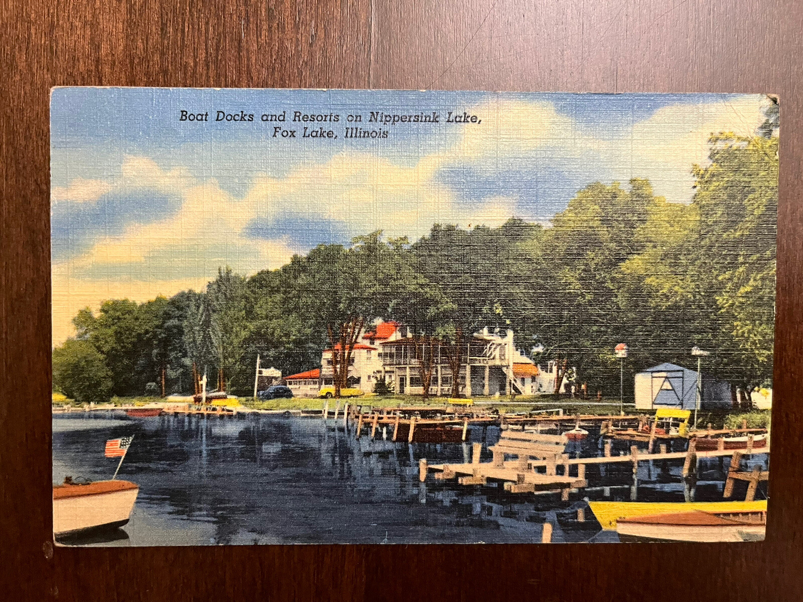 Vintage Postcard Nippersink Lake Fox Lake Illinois Boat Docks And