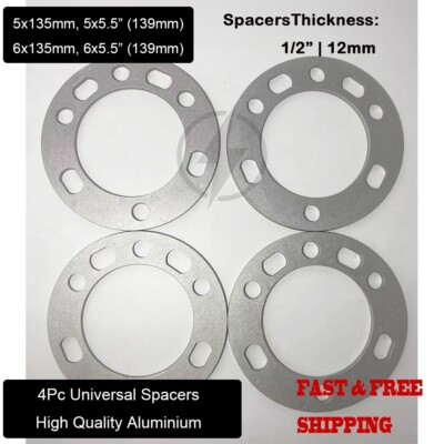 #ad #ad 4X ALUMINUM WHEEL SPACER 5x135 5x5.5 5x139.7 6x135 6x5.5 6x139.7 THICK 1 2quot; 12mm $30.99