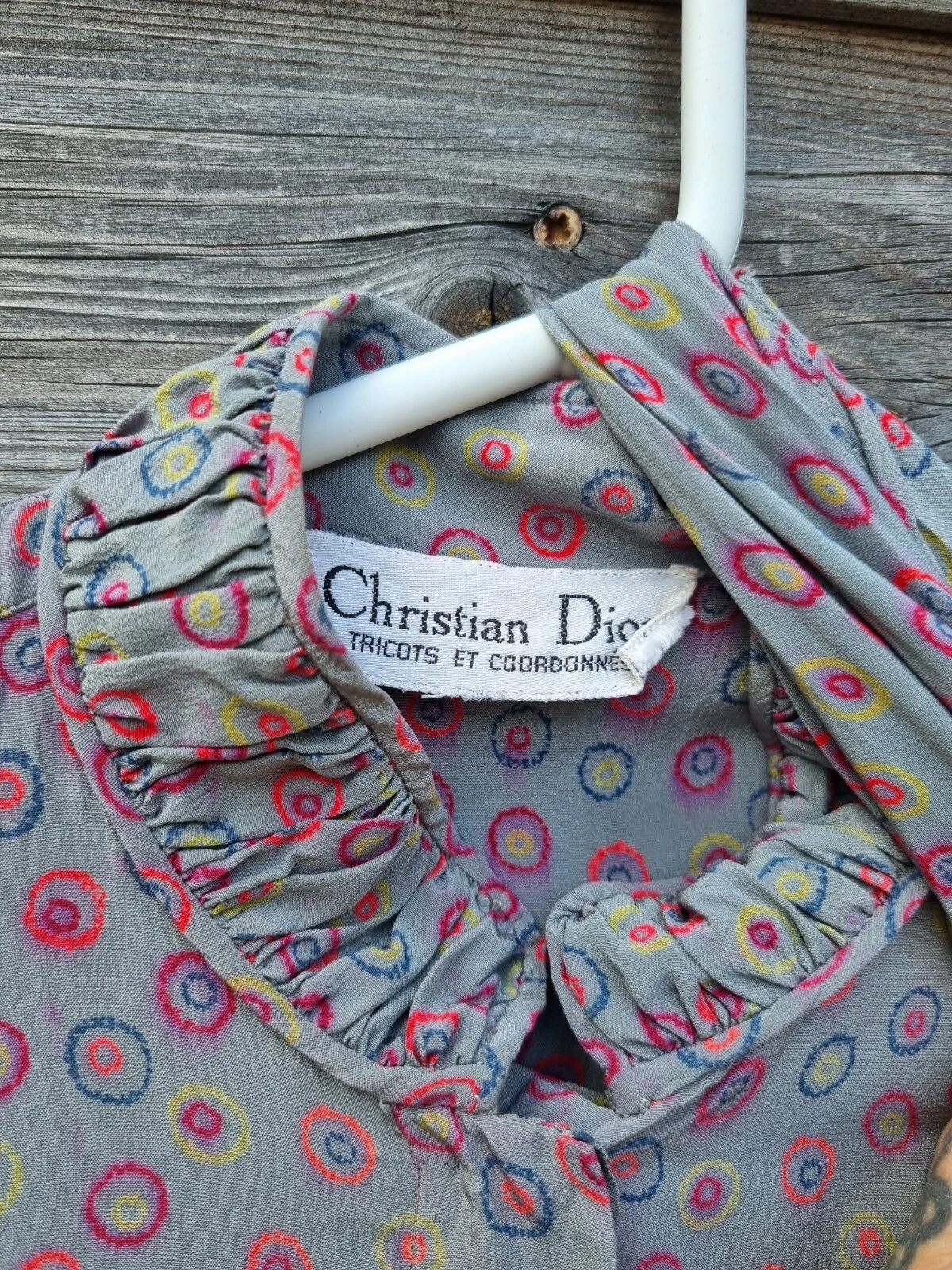 Robe costume jupe écharpe jupe chemisier imprimé soie Christian Dior vintage années 80 10