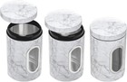 NEW- Set of 3 - Aluminum Food Storage - Large - White & Black Marble Look — photo 4