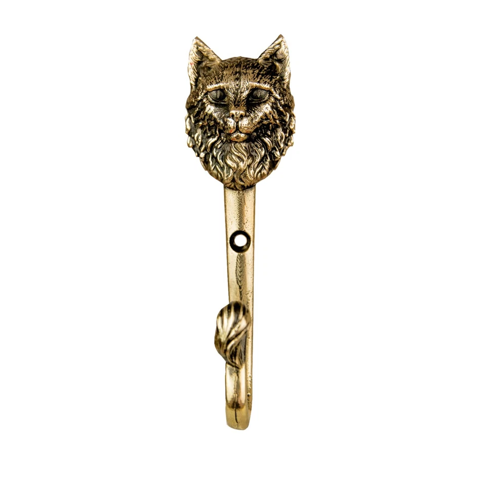 Gancho de pared-gato. Gancho de latón para ropa, para llaves, para una bolsa, para un paraguas Foto 2 de 4