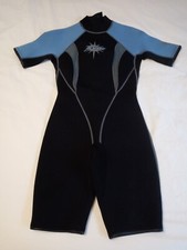 Women's JOBE blue black Power Stretch neoprene shorty wetsuit size 7/8 - MINT