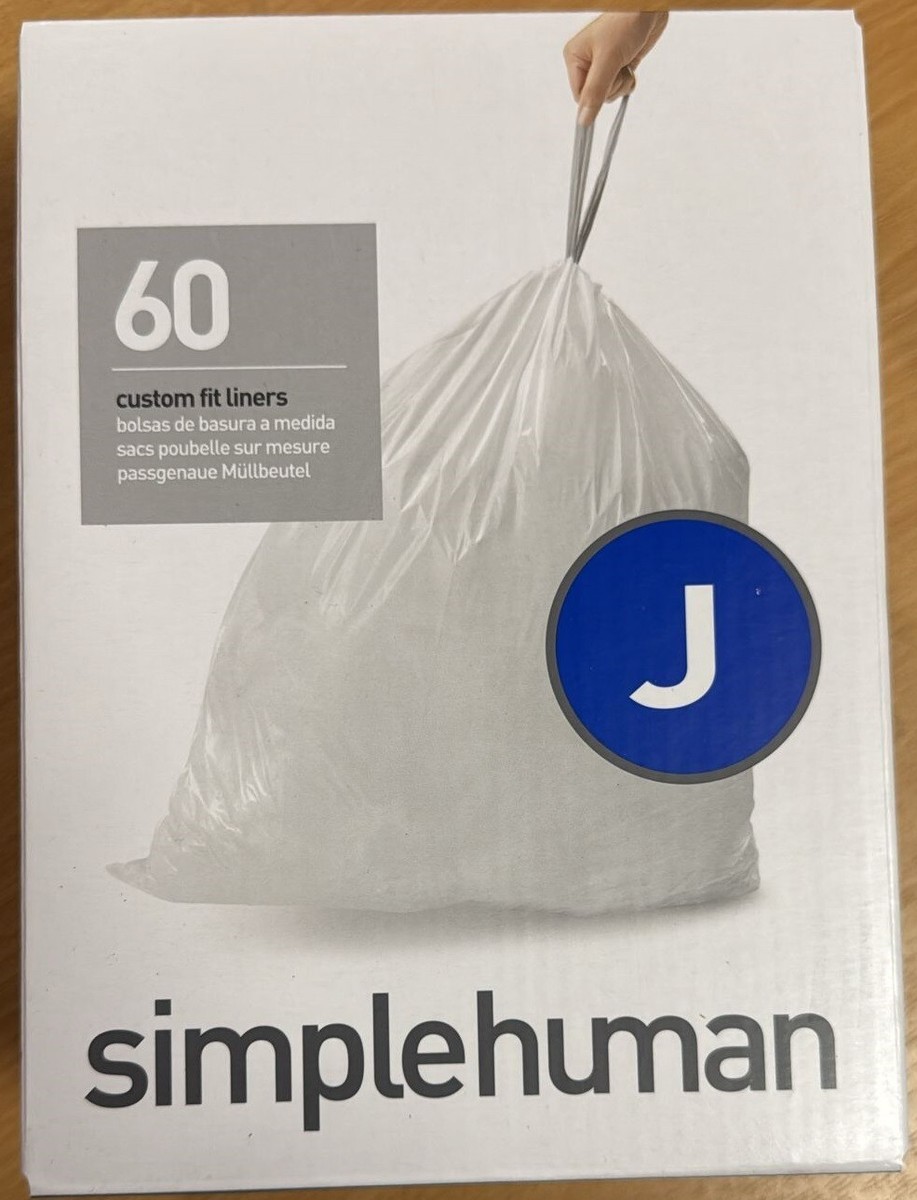 J Simplehuman Bin Liners J 30L 45Litre Pack of 60 Bin Bags Siz J