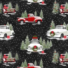 Christmas Fabric | Henry Glass Tradition Continues II Red Pickup Truck YARD