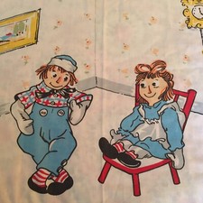 Vintage Wamsutta Raggedy Ann And Andy Twin Flat Sheet Friends