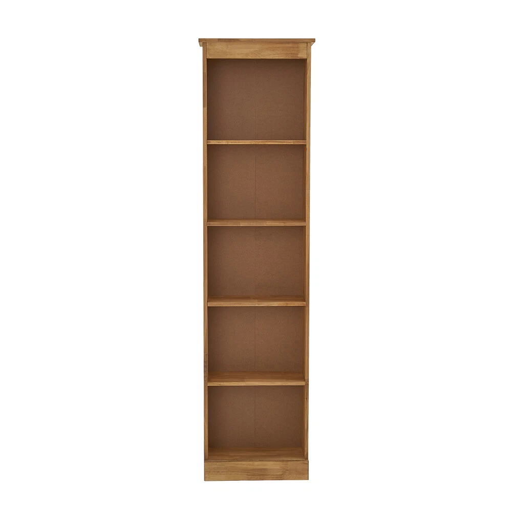 Solid Pine Tall Slim Bookcase Wooden Narrow 5 Shelves Organiser Display Unit
