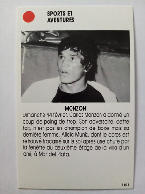 CARLOS MONZON Card Star Boxing Boxe French Edition 1987 87
