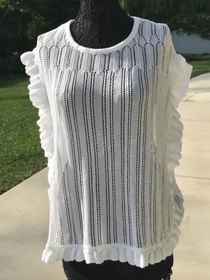 white crochet tunic top