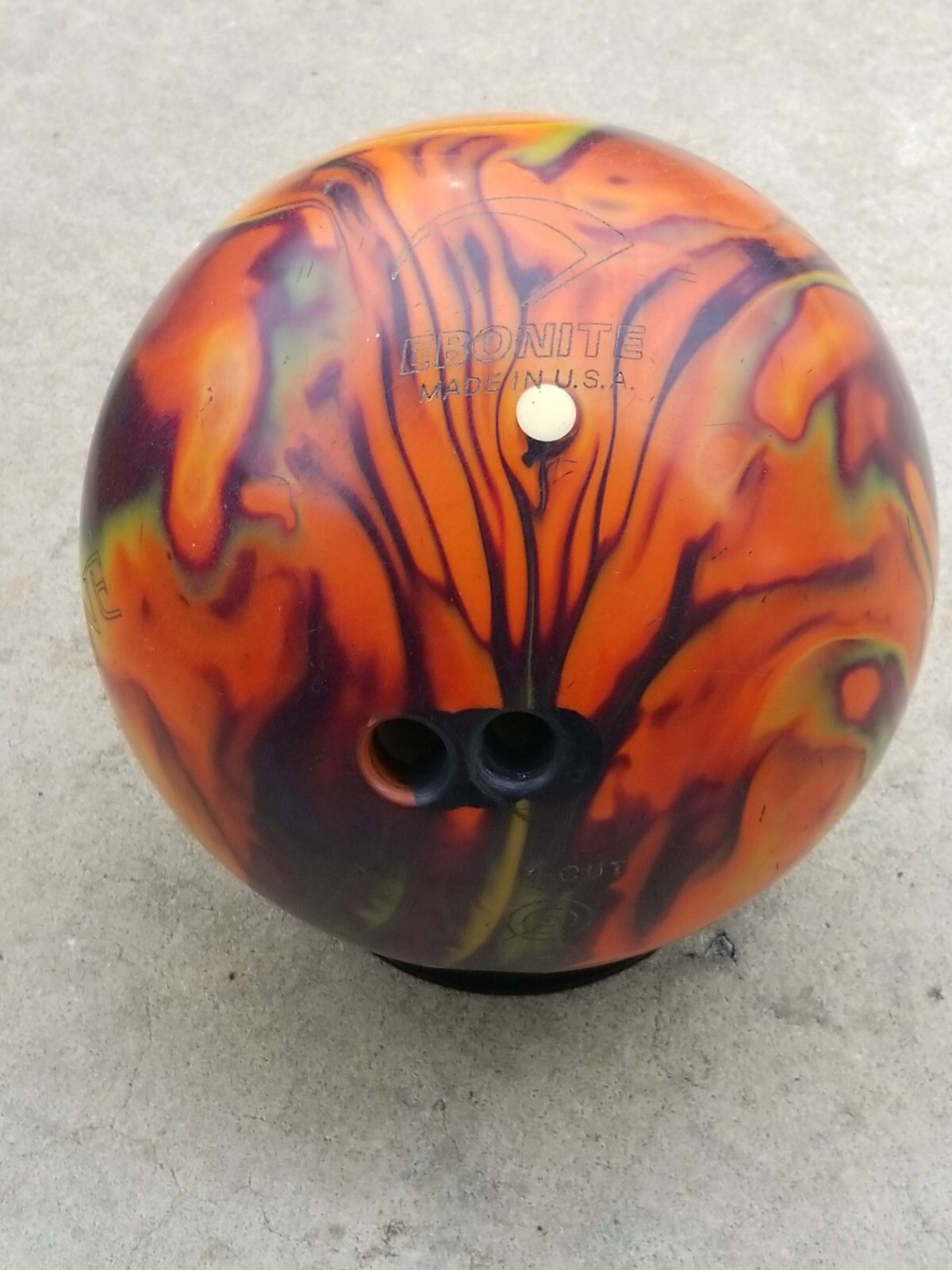 Vtg 9 lb 15.2 oz Ebonite CYCLONE Bowling Ball Orange Yellow Swirl RH eBay