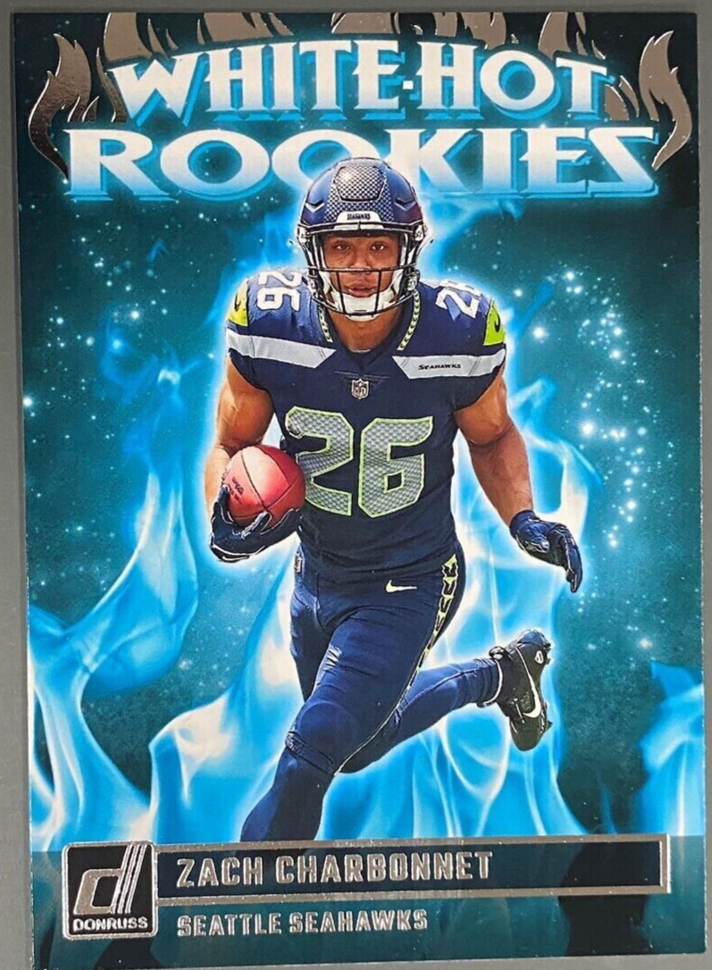 Zach Charbonnet 2023 Donruss White Hot Rookies RC Seattle Seahawks N22