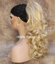 Blonde Mix Ponytail Hairpiece Long Curly Claw Clip in/on Hair Piece Extension