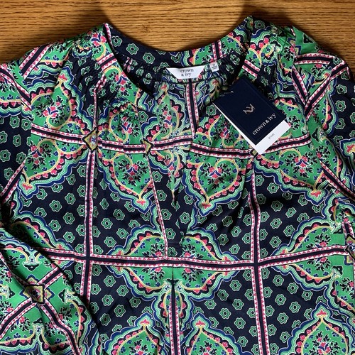 Crown & Ivy NEW Women's Size M Long Sleeve Belted Tunic Paisley Peasant Top $59 - Picture 16 of 18