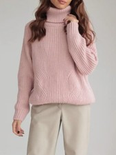 Semi-turtleneck Knitted Sweater Shoulder Sleeves Loose Wool blend Cashmere Women
