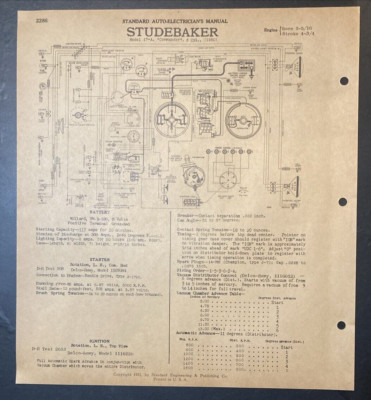 1950 Studebaker Model 17-A Commander 6 cyl Auto Electrical Schematic