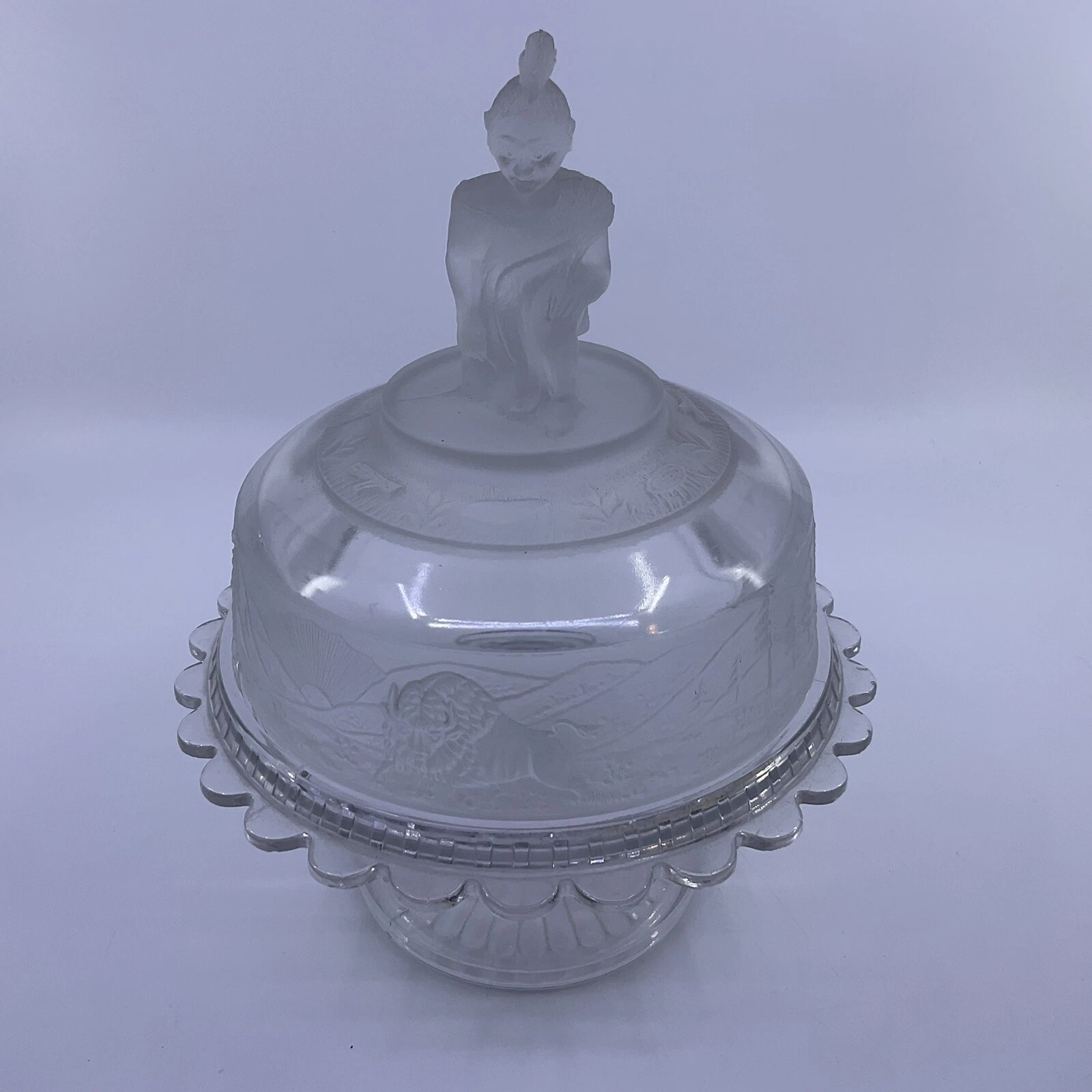 EAPG Gillinder & Sons Westward Ho, Pioneer, Tippecanoe Covered Butter Dish