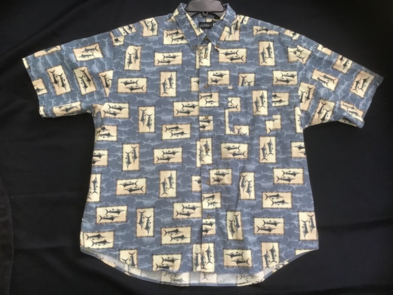 PURITAN men XL SHORT SLEEVE COTTON SHIRT angler fisherman sailfish EXCELLENT!