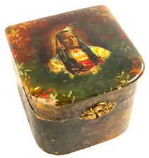 Lovely Antique Native American Indian Chief Celluloid Color Box