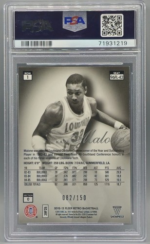 Karl Malone 2012-13 Fleer Retro Flair Legacy Row 1 # /150 PSA 9 MINT - Picture 2 of 2