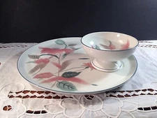 Mikasa Continental China #F3003 SILK FLOWERS Crudite Plate & Bowl Chip and Dip