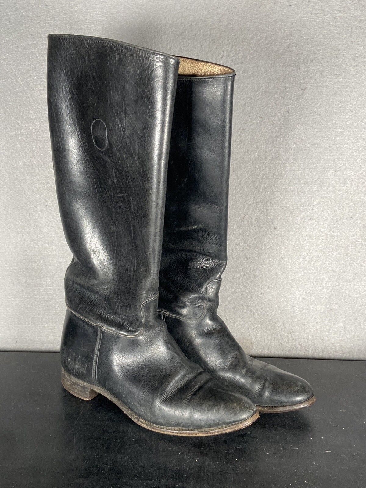 Botas de montar antiguas "Friendly Five" de cuero negro de 1930 General Shoe Corp
