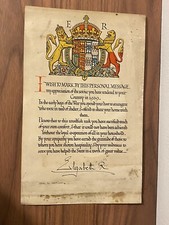 Original WWII Letter of Thanks from The Queen for homing Evacuees in 1939