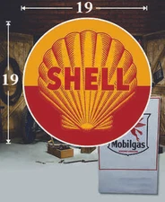 19" x 19" SHELL Vintage Gas Vinyl Decal Lubester Oil Pump Can Lubster