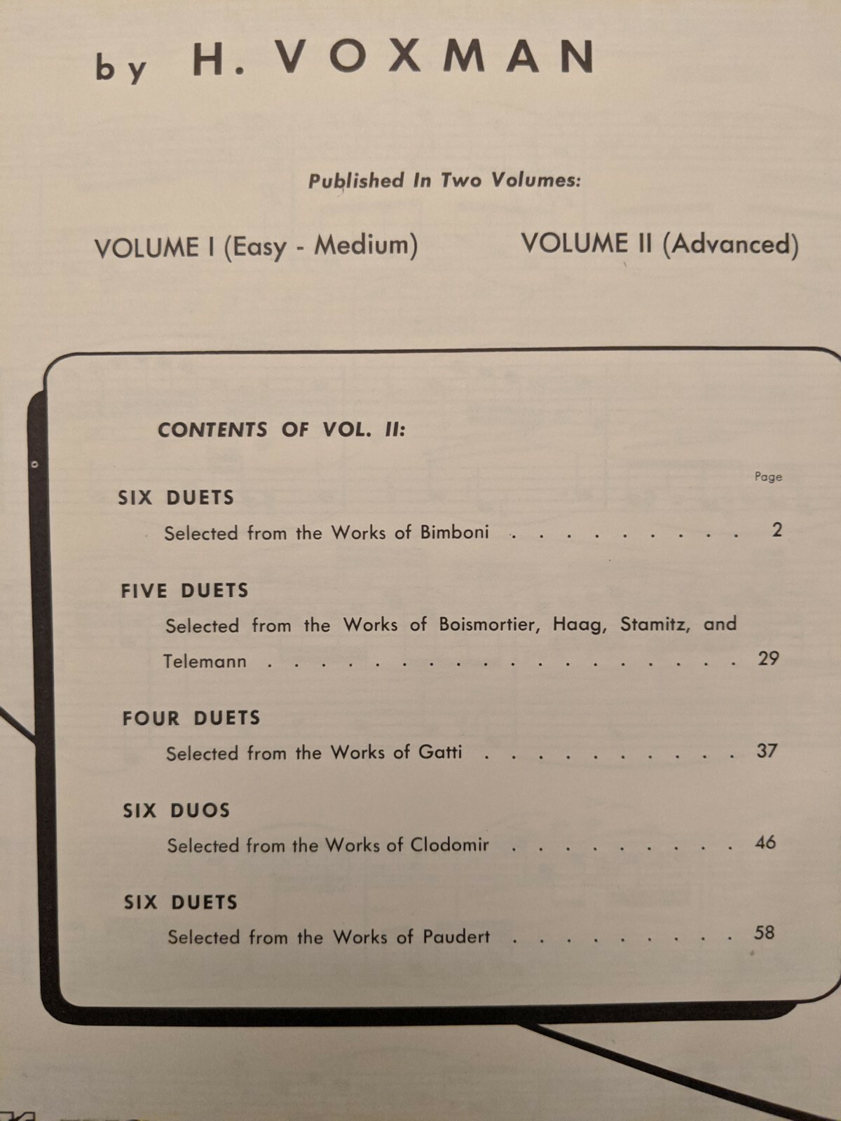 Selected Duets for Cornet or Trumpet : Volume 2 - Advanced by H. Voxman ...