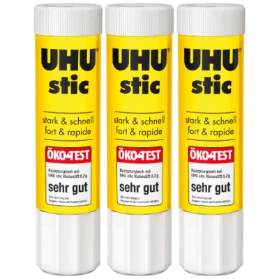 3 x UHU stic Klebestift Klebetube 21g Stiftform auswaschbar lösemittelfrei