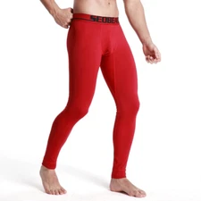 Mens Thermal Long Underwear Sexy Long Johns Compression Tight Base Layer Pants