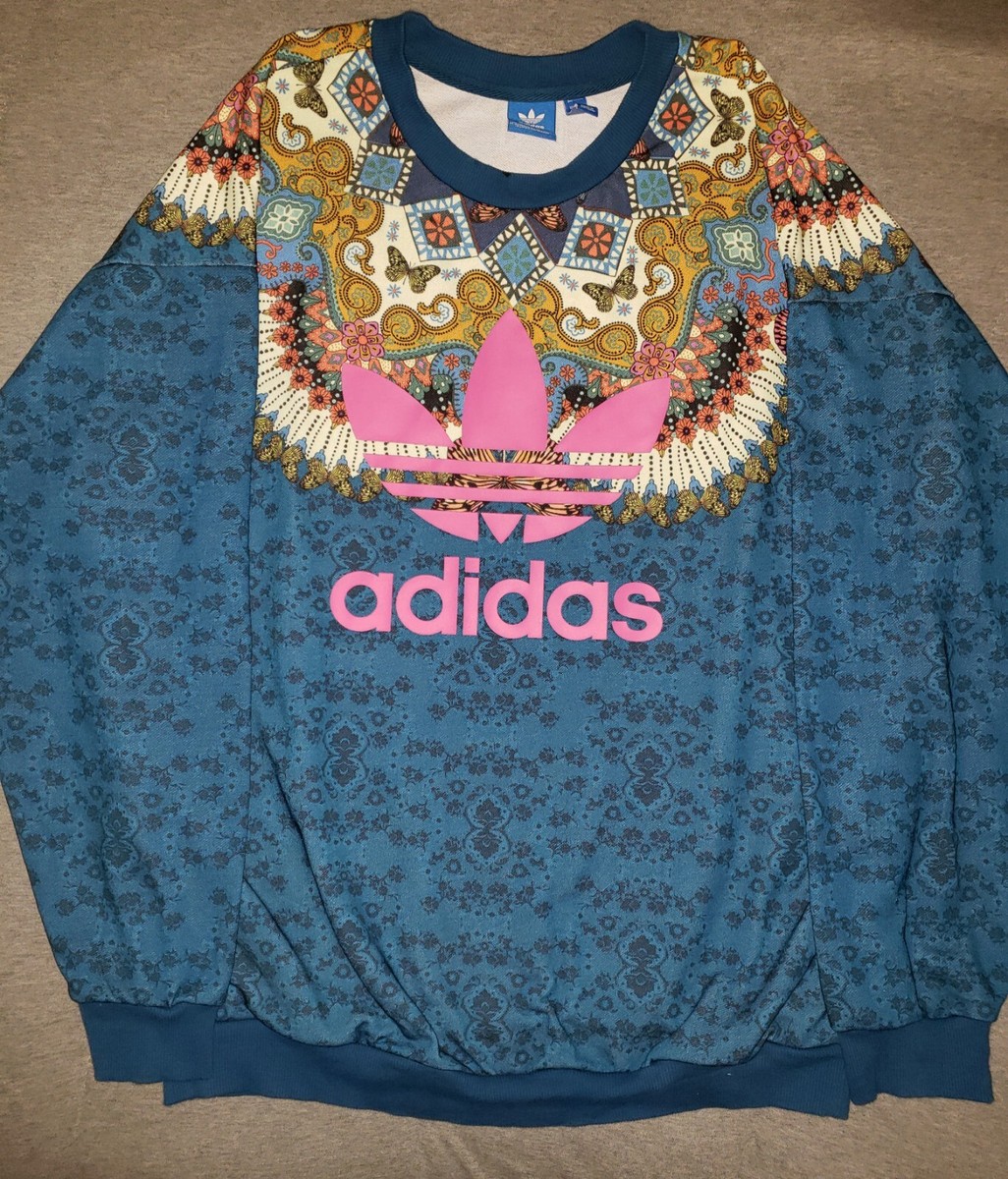 Adidas X Farm Rio Borbomix Butterfly Sweatshirt Top Blue