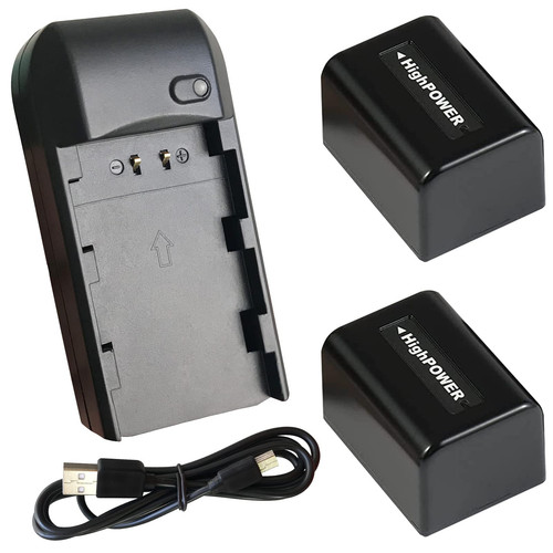 Camcorder Digital Video Camera Travel Charger and 2-Pack 3.7V 2000mAh Np-Fv5 .