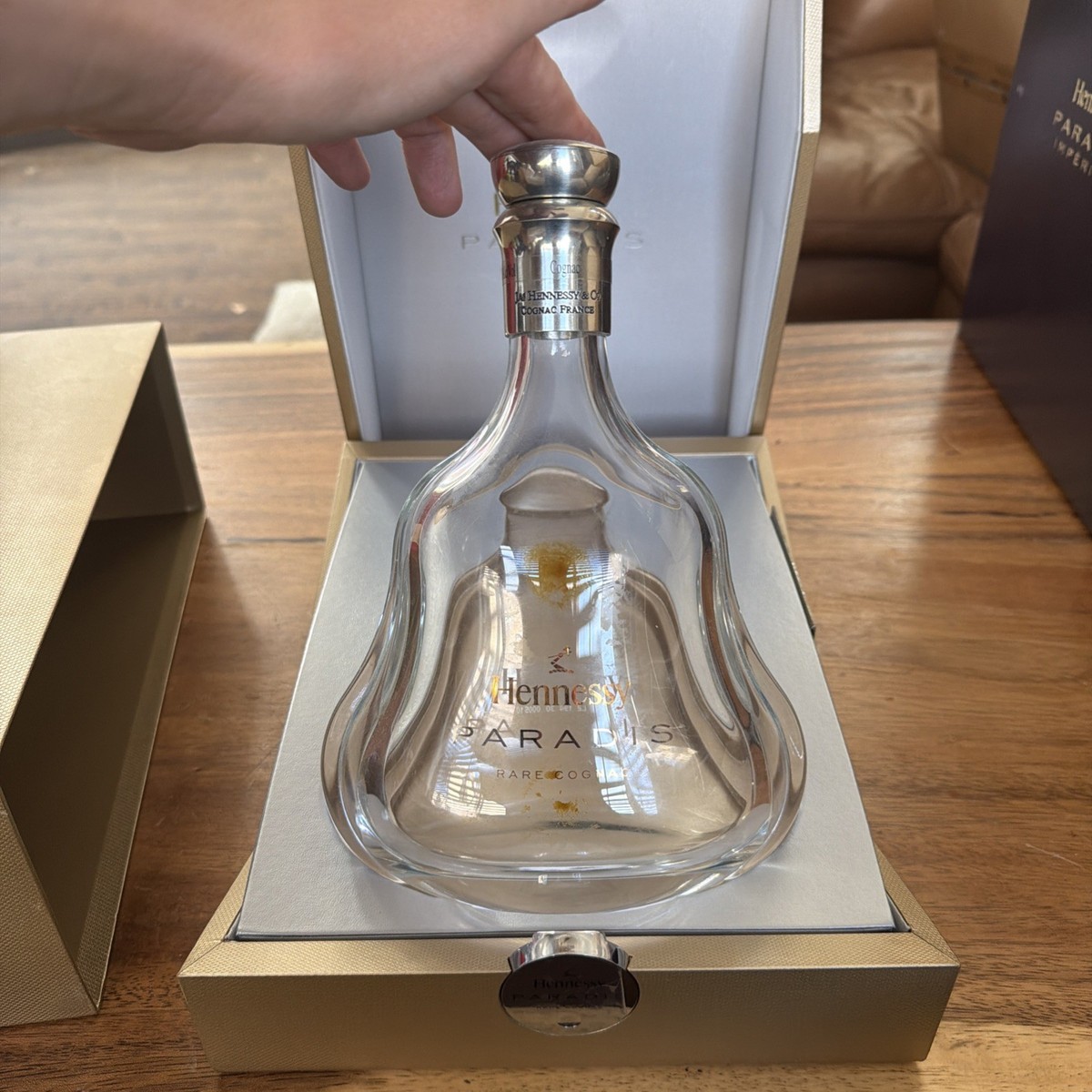 Hennessy Paradis Rare Cognac Empty Bottle Golden Packaging Box