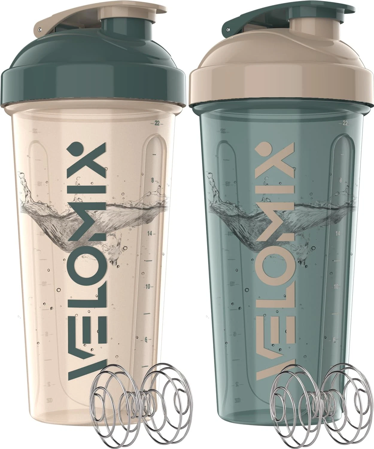 VELOMIX -2 Pack- 28 oz Protein Shaker Bottles for A6) Blue / Beige
Opens in a new window or tab
