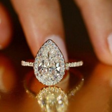 Rings Ring Elegant 44357 925 Silver Cut Pear Women Wedding Size White Sapphire